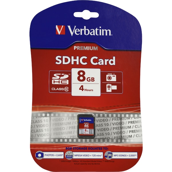 Verbatim Store 'n' Go Sdhc Card 8gb Class 10 High Speed 8gb Each