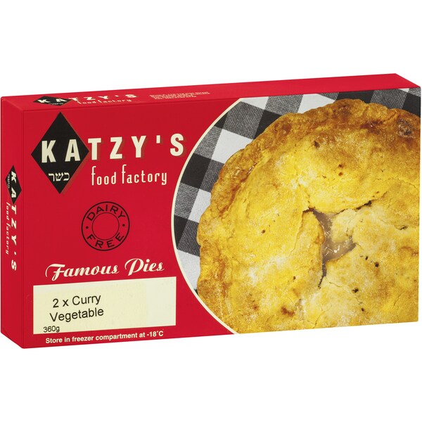 Katzy's Food Factory Pie Curry & Veg Frozen Meal 360g