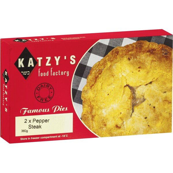 Katzy's Food Factory Pepper Steak Pie Frozen Meal 2 pack