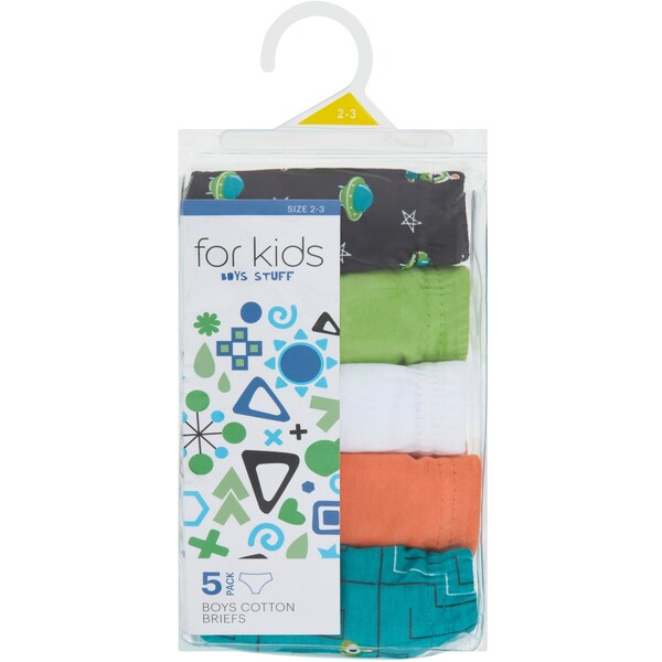 Woolworths For Kids Boys Underwear Basic Briefs Size 2-3 5 pack