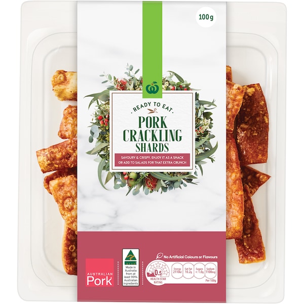Woolworths Pork Crackling Shards 100g