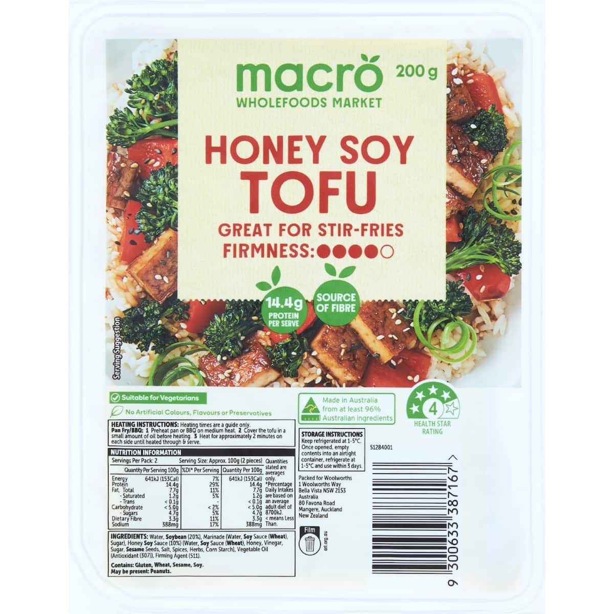 Macro Honey Soy Tofu 200g bunch