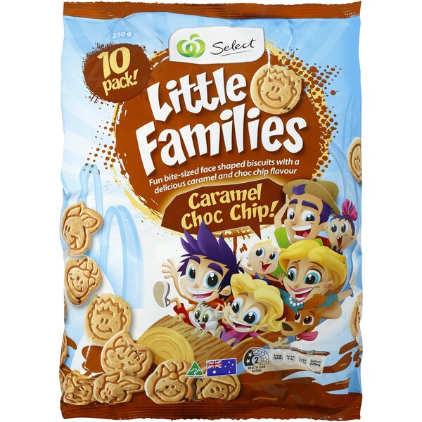 Woolworths Select Little Families Caramel Choc Chip 10pk 250g