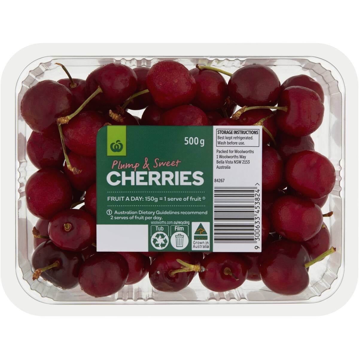 Woolworths Cherries Fresh 500g bunch