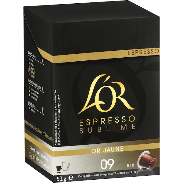 L'Or Coffee Capsules Espresso Sublime Or Jaune 10 Pack