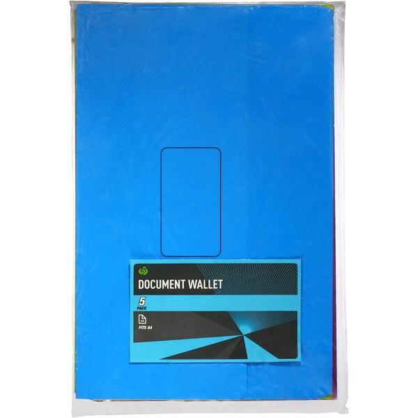 Woolworths Document Wallet Filing 5 Pack