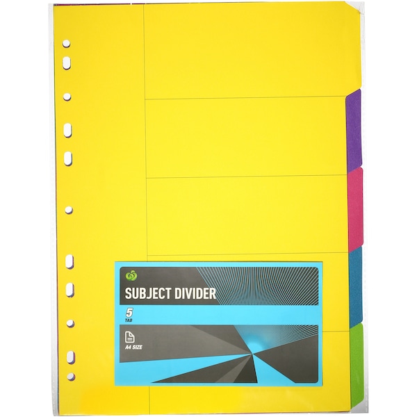 Woolworths Subject Dividers a4 5 Tabs Each