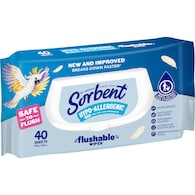 Sorbent Flushable Wipes Hypo-Allergenic