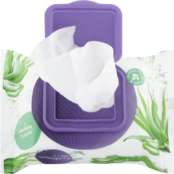 Swisspers Natural Aloe Face Wipes 25 pack