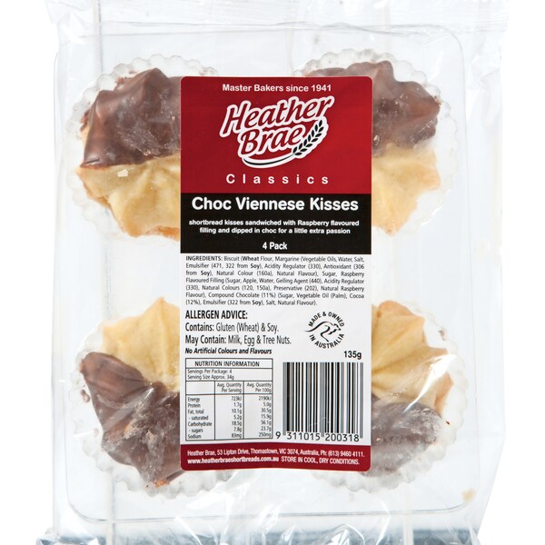 Heather Brae Chocolate Viennese Kisses Cookies 4 Pack
