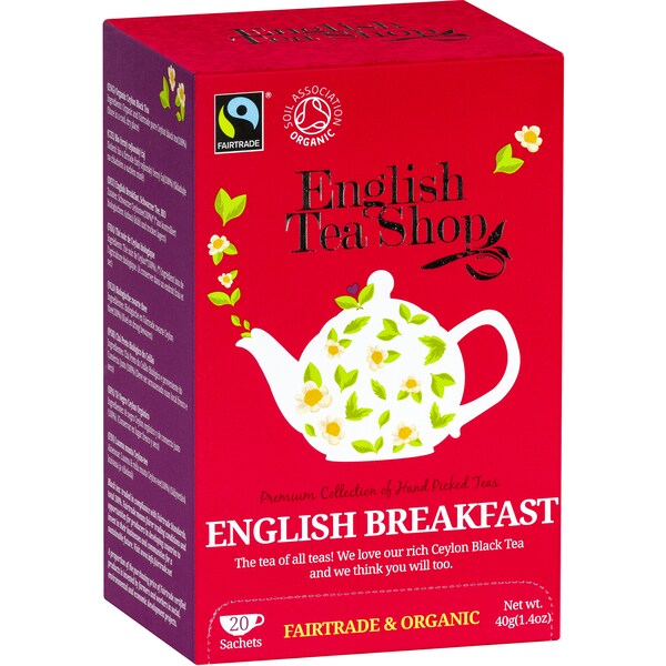 English Tea Shop Organic English Breakfast Teabags 20 pack