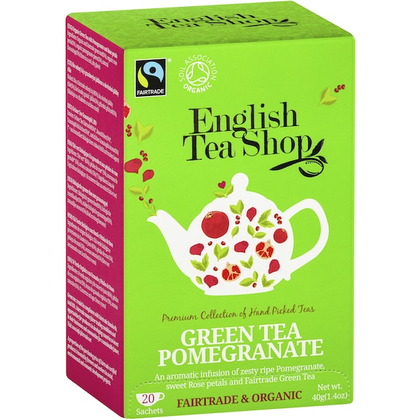 English Tea Shop Organic Green & Pomegranate Teabags 20 pack