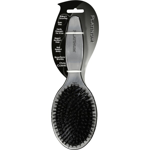Platinum Oval Hair Brush Nylon Boar Bristle Each