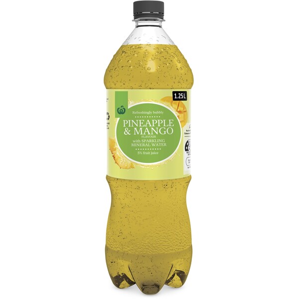 Woolworths Pineapple & Mango Sparkling Mineral Water 1.25L