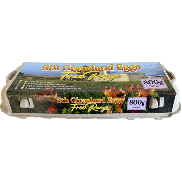 South Gippsland 12 Free Range Eggs 800g