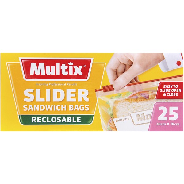 Multix Slider Resealable Sandwich Bags 25 Pack
