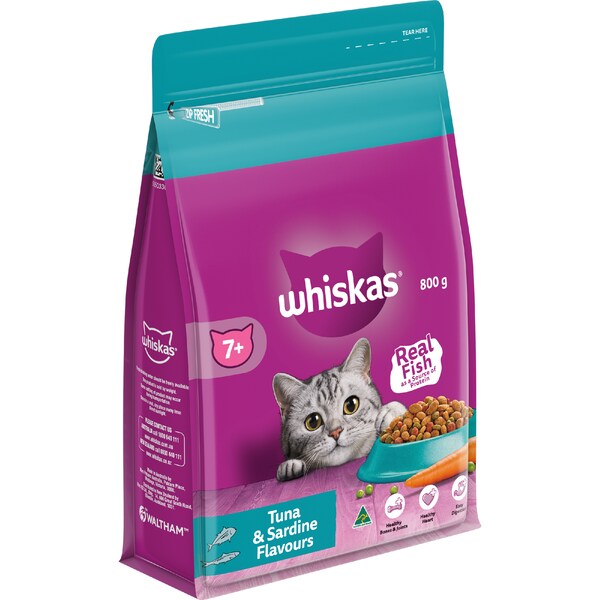 Whiskas 7 Plus Dry Cat Food Tuna & Sardine 800g