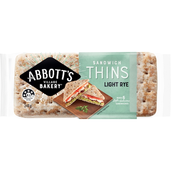 Abbott's Bakery Light Rye Sandwich Thins 240g