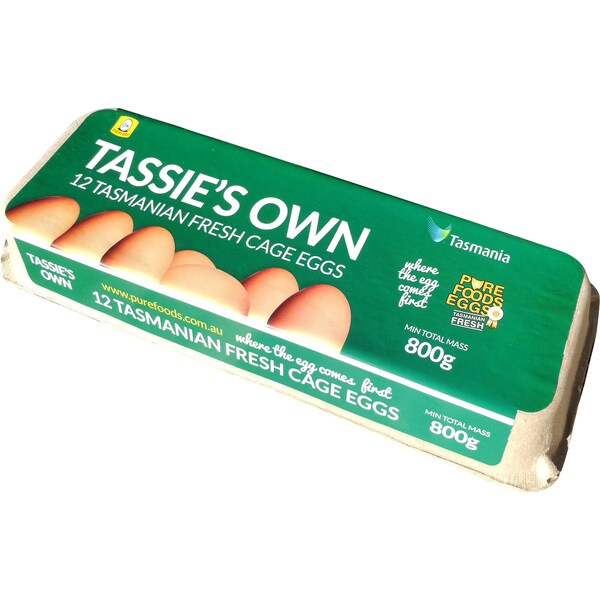 Tassie's Own 12 Jumbo Cage Eggs 800G
