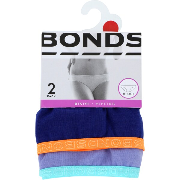 Bonds Ladies Underwear Hipster Bikini Fashion Size 12 2 Pack