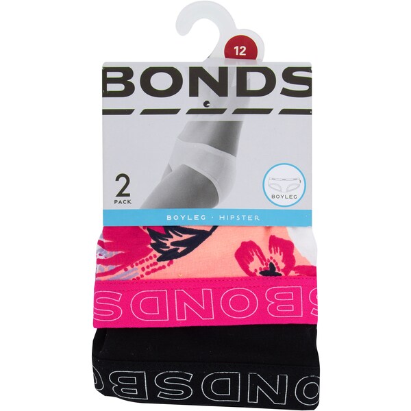 Bonds Ladies Underwear Hipster Boyleg Fashion Size 12 2 Pack