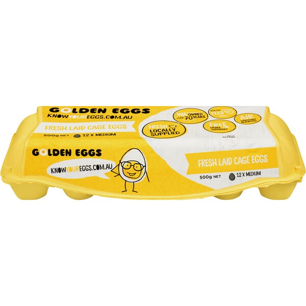 Golden Eggs 12 Medium Cage Eggs 500g