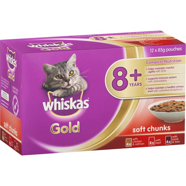 Whiskas Gold Adult Cat Food Variety 8+ Years 12 Pack