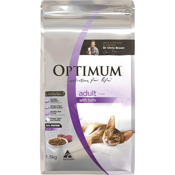 Optimum Dry Cat Food Adult With Tuna 1+ Years 1.5kg