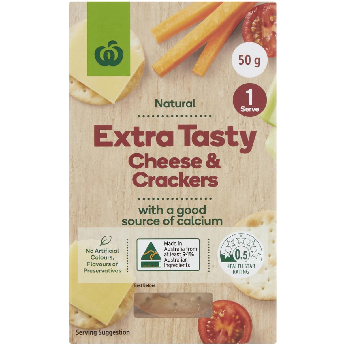 Woolworths Cheese & Crackers Extra Tasty 50g bunch