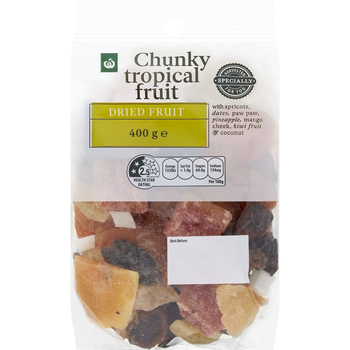 Woolworths Tropical Dried Fruit Snack Mix 400g bunch