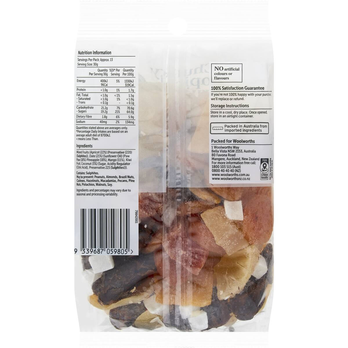 Woolworths Tropical Dried Fruit Snack Mix 400g bunch