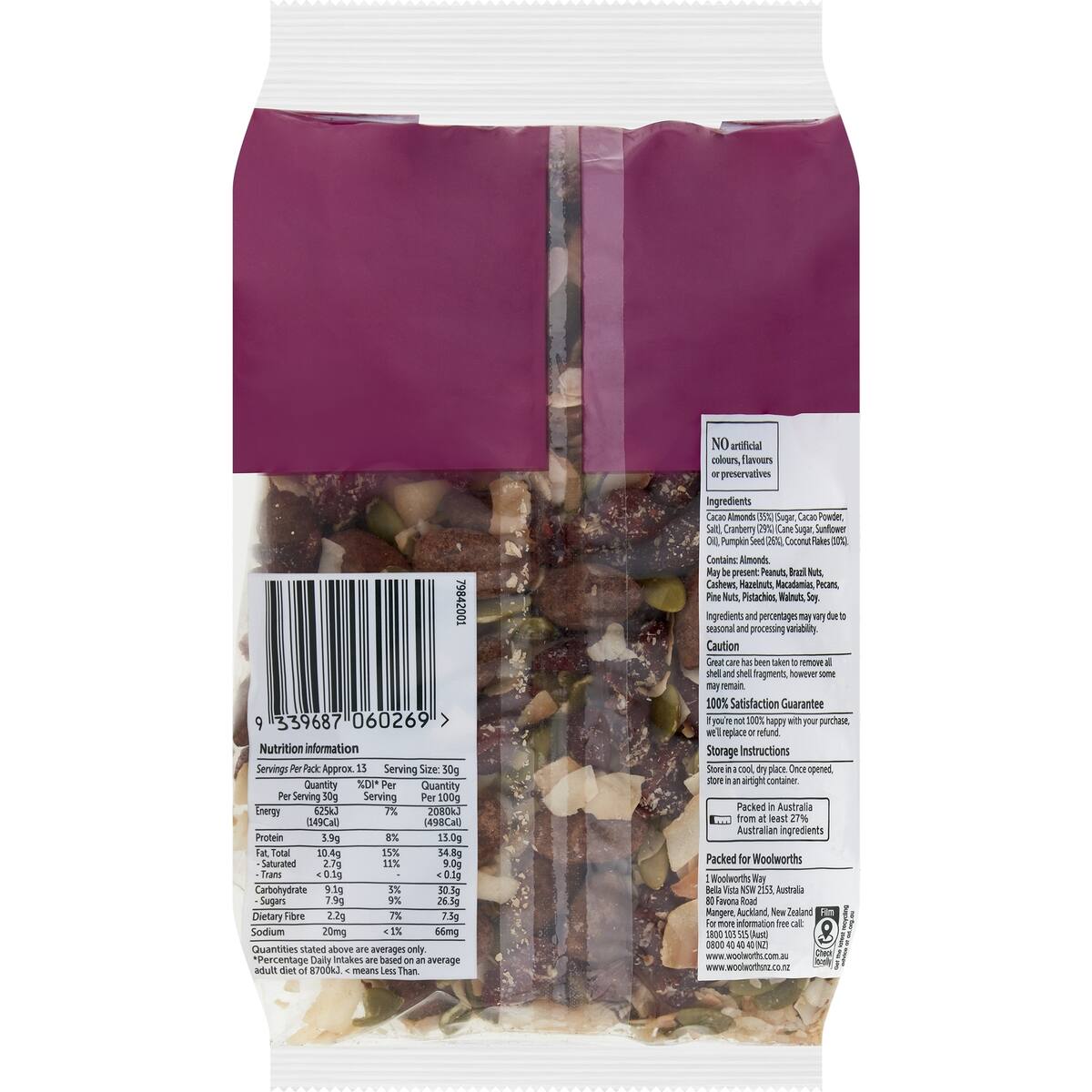 Woolworths Cacao Almond Mix 400g bunch