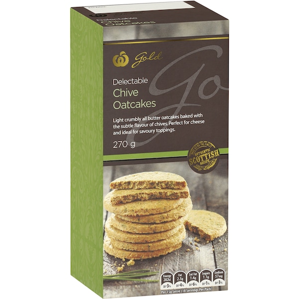 Woolworths Gold Snacks Chive Oatcakes 270G