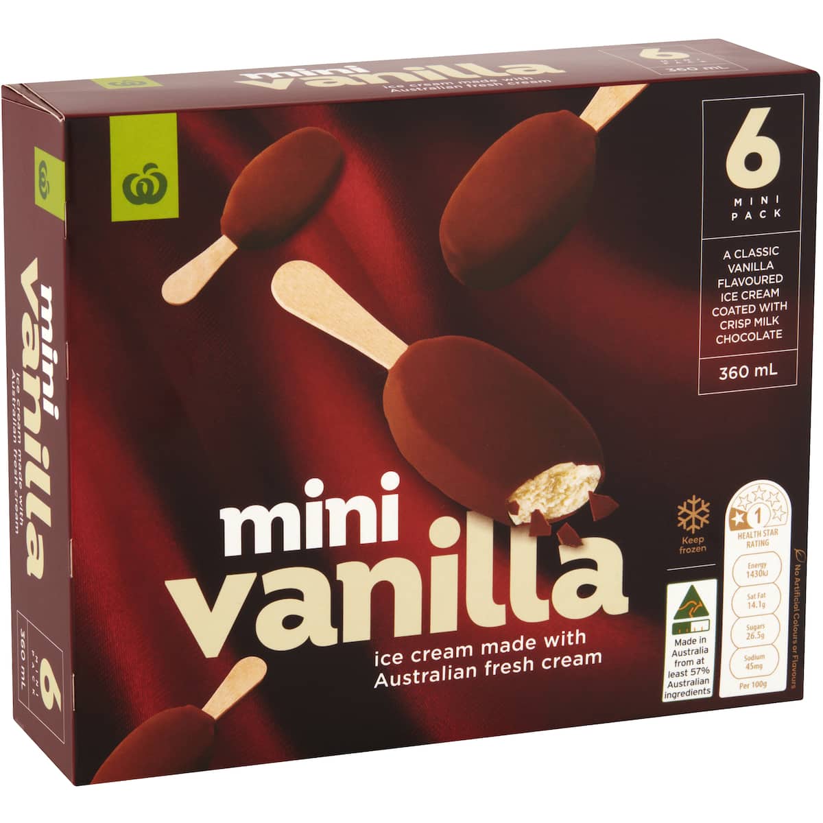 Woolworths Mini Ice Cream Sticks Classic Vanilla 6 Pack bunch