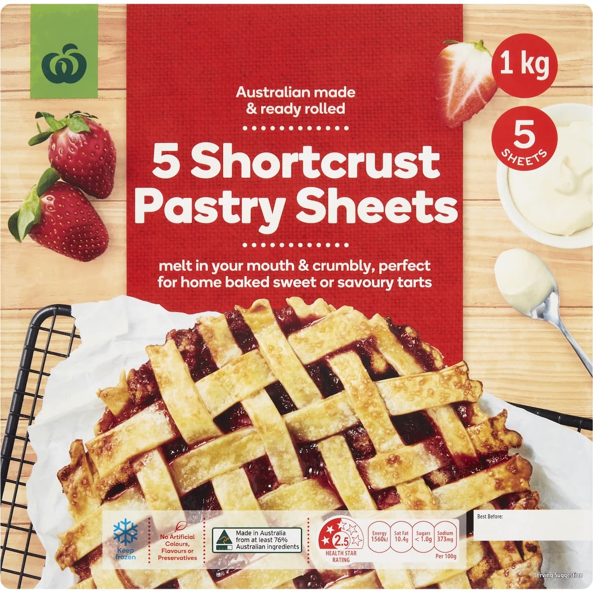 Woolworths Pastry Shortcrust 1kg bunch