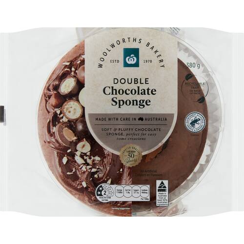 Woolworths Unfilled 2 Chocolate Sponge Cakes 380g bunch