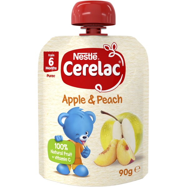 Cerelac Puree Apple & Peach Pouch 90g