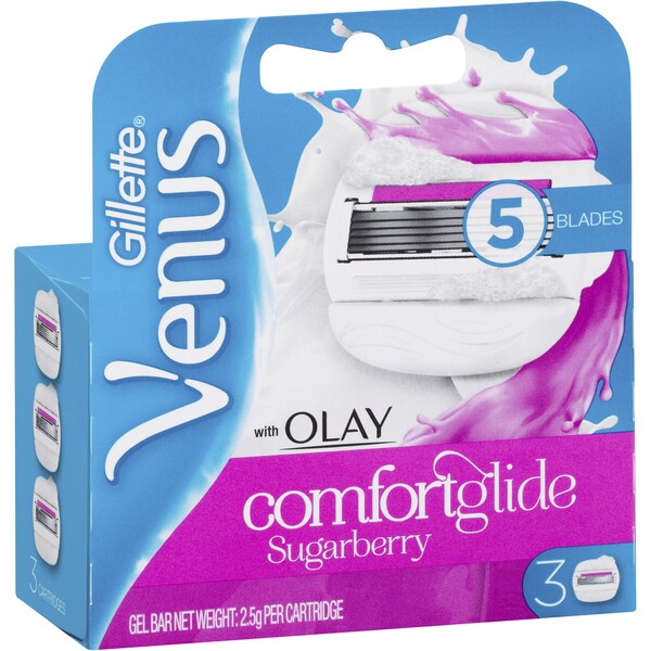 Gillette Venus Comfortglide With Olay Sugarberry Blades 3 pack
