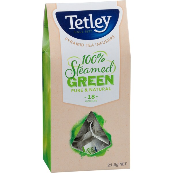 Tetley 100% Steamed Green Pyramid Tea 18 Pack 22g