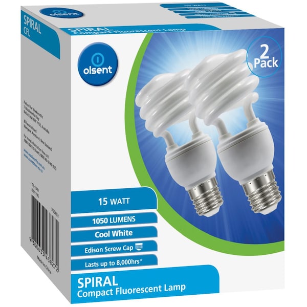 Olsent  Spiral Cfl Cool Day Light Es  14w 2pk