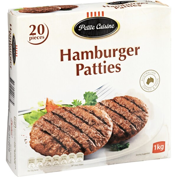 Petite Cuisine Hamburger Patties 20pk 1kg
