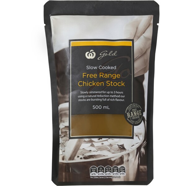 Woolworths Gold Chicken Stock Free Range 500mL