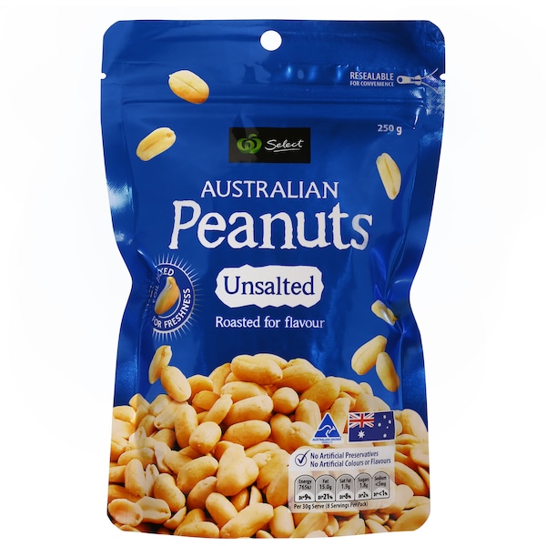 Woolworths Select Peanuts Roasted & Unsalted 250g