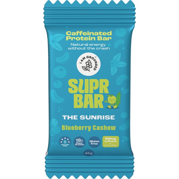 I Am Grounded Supr Caffeinated Protein Bar Blueberry Cashew 45g