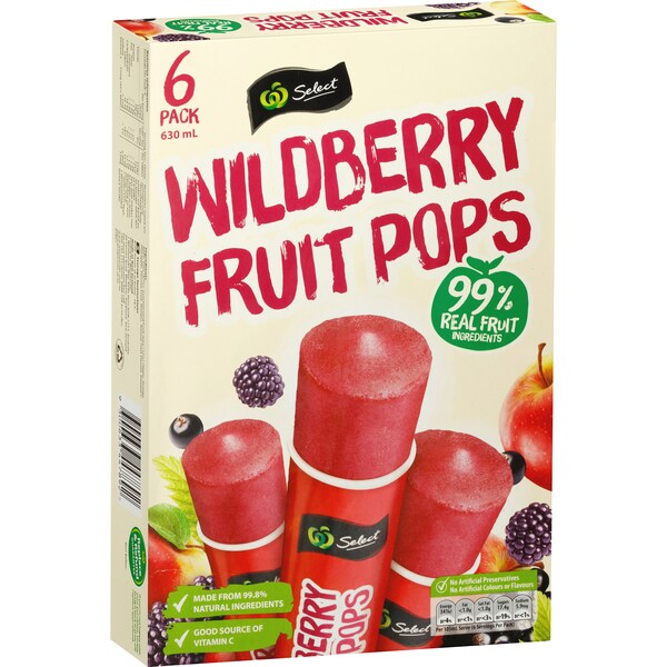 Woolworths Fruit Pop Wildberry 6 Pack