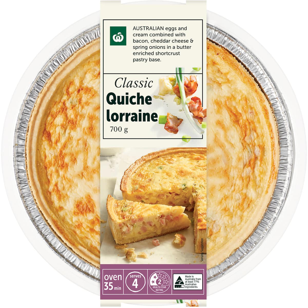 Woolworths Quiche Lorraine Chilled Meal 700g bunch