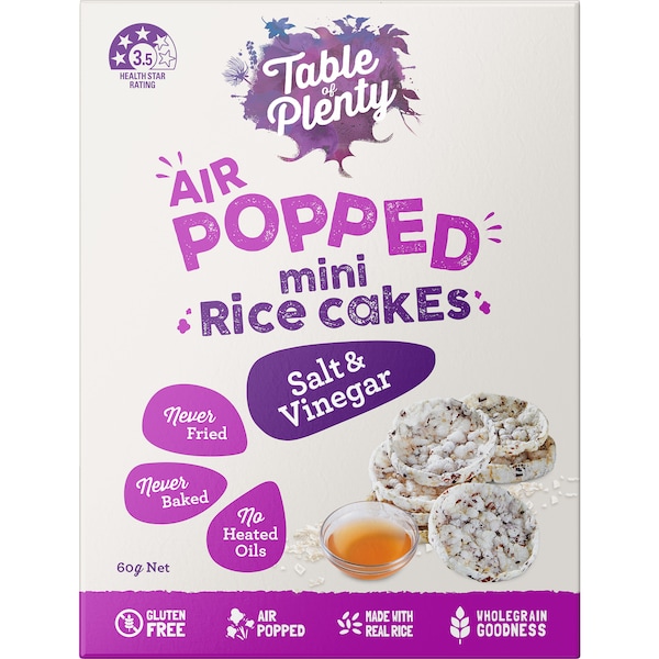 Table Of Plenty Air Popped Mini Rice Cakes Salt & Vinegar 60g