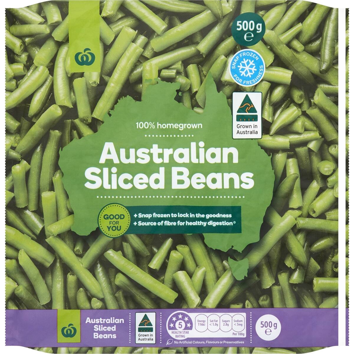 Woolworths Sliced Beans 500g bunch