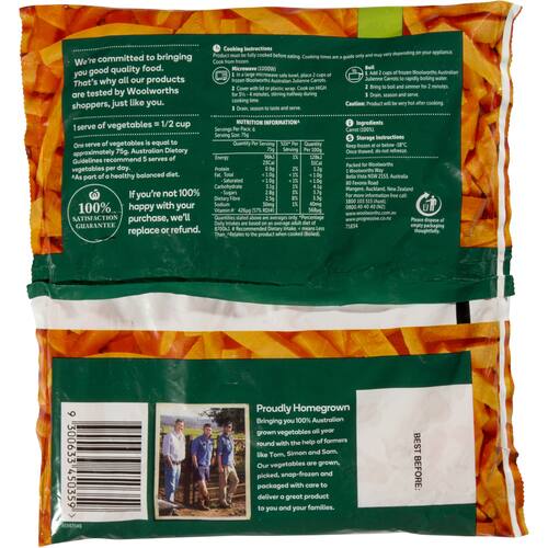 Woolworths Julienne Carrots 500g bunch