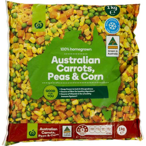 Woolworths Carrots Peas and Corn 1kg bunch